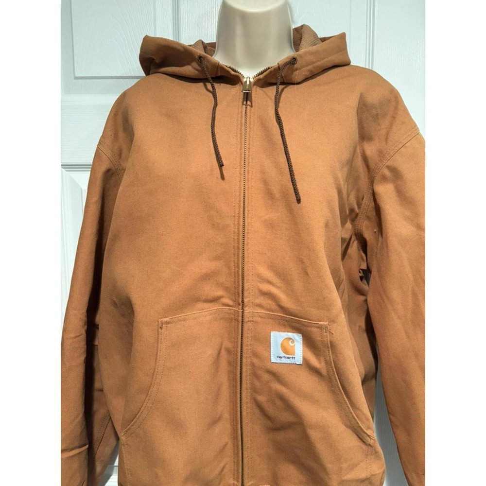 Carhartt‎ Active Jacket Brown Duck Canvas Hooded Insulated Workwear Mens XL Tall